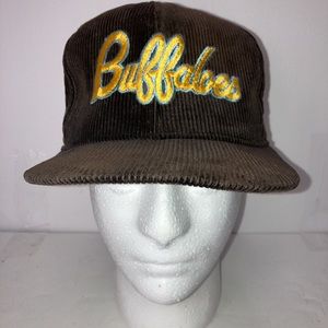 Vintage Colorado Buffaloes Corduroy Brown Blue Gold Snap Back RARE